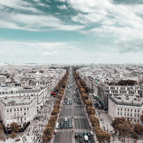 Go shopping along the Champs-Élysées, two minutes away on foot