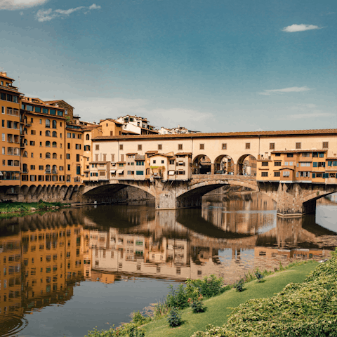 Stroll across historic Ponte Vecchio, just 20 metres away