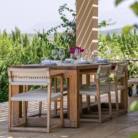 Cook dinner on the barbecue and dine alfresco – you can pick fresh fruit and veg from the garden