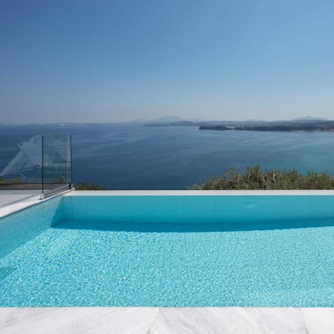 Admire the Ionian Sea views from the private pool