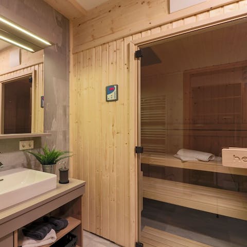 Relax in the sauna after a day on the trails 