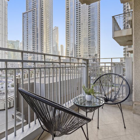 Take in the Emirati sunshine with a downtown view from the balcony