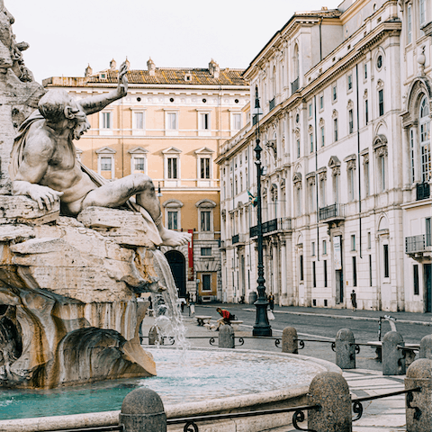 Sip a coffee in Piazza Navona, a four-minute walk away
