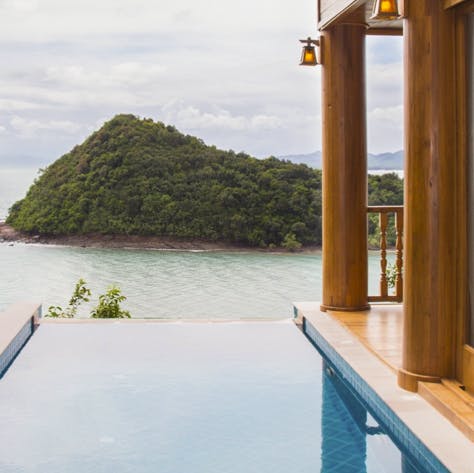 Take a refreshing dip in your private pool overlooking the breathtaking vistas 