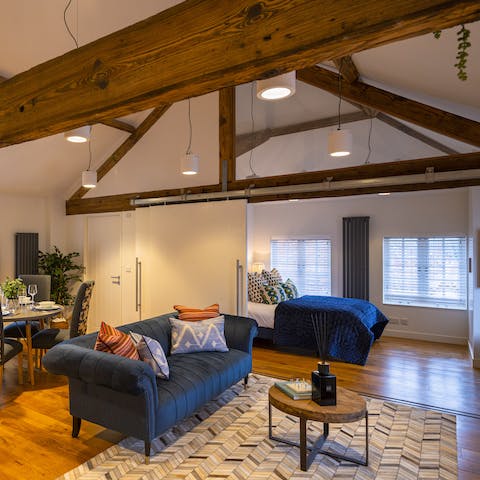 Fall in love with the roomy layout, high ceilings and traditional wooden beams