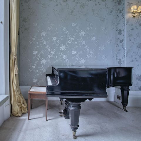 Set the mood with a number on the baby grand piano