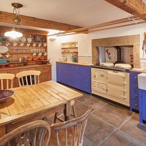 Cook up a hearty breakfast with the Aga in the traditional kitchen