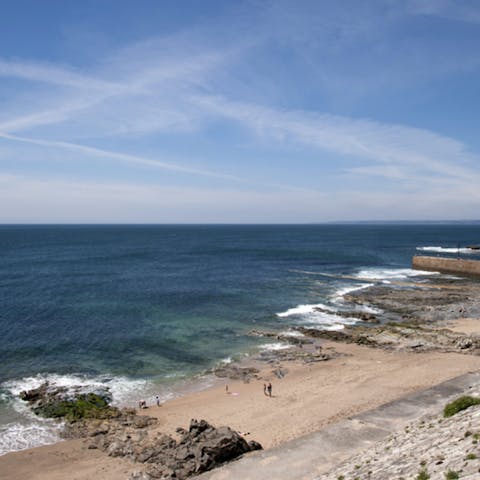 Walk to Porthleven Beach in two minutes and dive into the surf