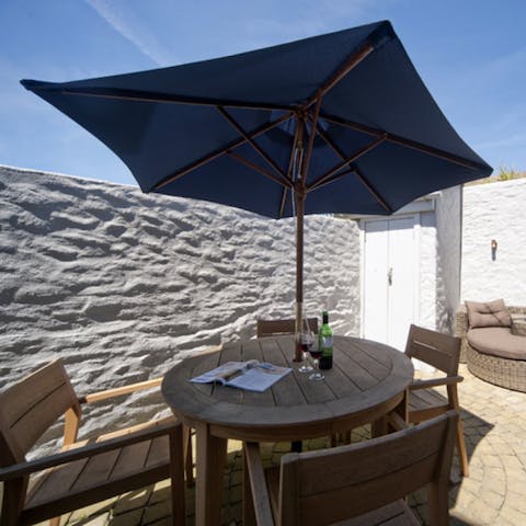 Enjoy an alfresco barbecued supper out on the terrace