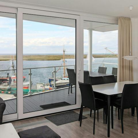 Step out onto the balcony for a blast of fresh air with a view of the German coastline