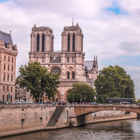 Stroll over to the Notre-Dame cathedral in just over ten minutes