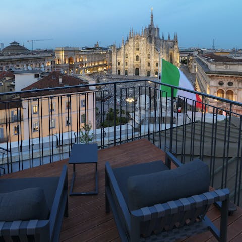 Enjoy views of the Duomo as you sip a glass of wine at sundown