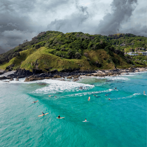 Catch some waves at Byron Bay, a thirty-minute drive away