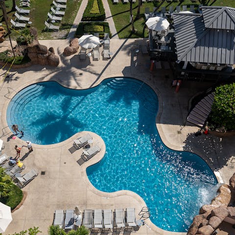 Swim a few lengths in one of two residents' pools, then enjoy a cocktail at the tiki bar