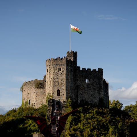 Drive eleven minutes to reach Cardiff Castle