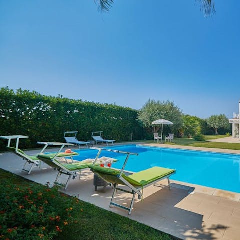 Spend lazy afternoons floating about in the private pool