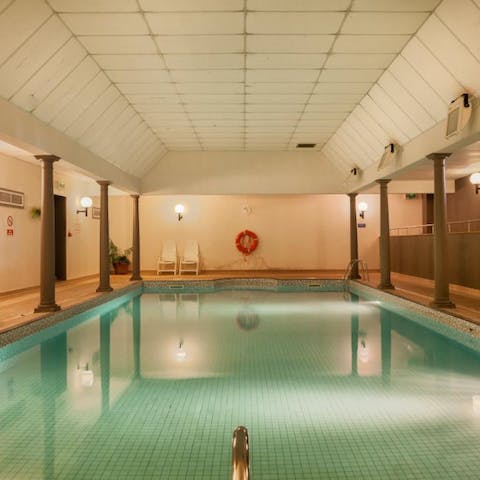 Relax in the shared Roman-style pool when it's too cold for a sea swim