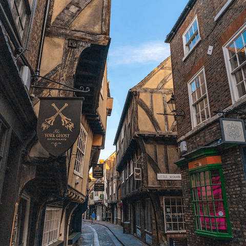 Take an eight-minute stroll to the historic York Shambles