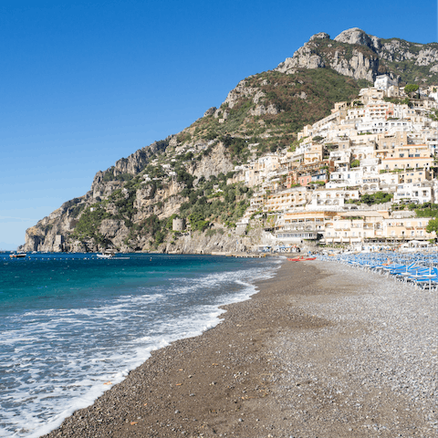 Take a stroll along Positano Beach, only 500 meters away