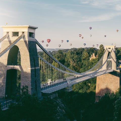 Visit the iconic Clifton Suspension Bridge, a ten-minute walk from your door