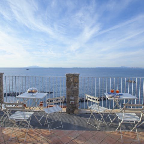 Gaze out over the Gulf of Naples from the building's communal terrace
