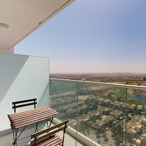 Look out across the golf course as you enjoy your morning tea on the balcony