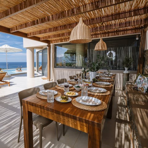 Light the barbecue and savour Cretan meals on the terrace 