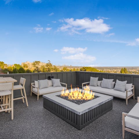 Head up to the roof terrace for a tipple around the fire