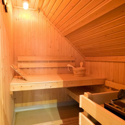 Treat yourself to a relaxing break in the home's private sauna