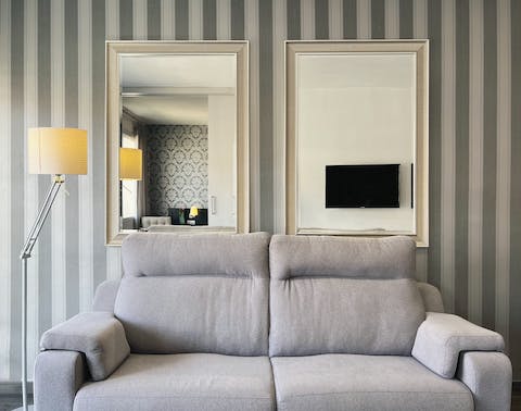Kick back with a cold glass of Albariño in the light-filled living room