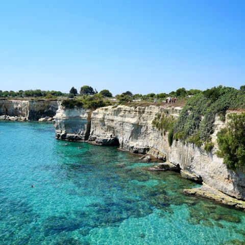 Explore the beautiful coastline of Puglia, just 1.5km away