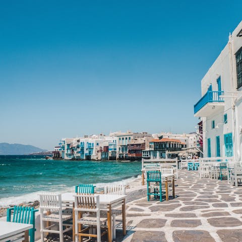 Enjoy an afternoon meal at one of the island's seaside restaurants