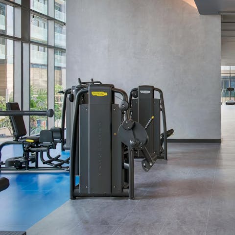 Get your sweat on in the shared gym, finishing off in the sauna or steam room for ultimate relaxation