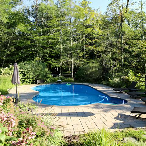 Take a dip in the heated pool when the Catskills sun shines