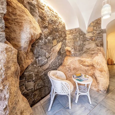 See how the interior space is carved into the rock, creating a natural design