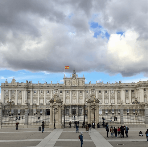 Visit the beautiful Royal Palace of Madrid, a short stroll away