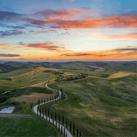 Drive through the Tuscan countryside to Castel del Piano, ten-minutes away 