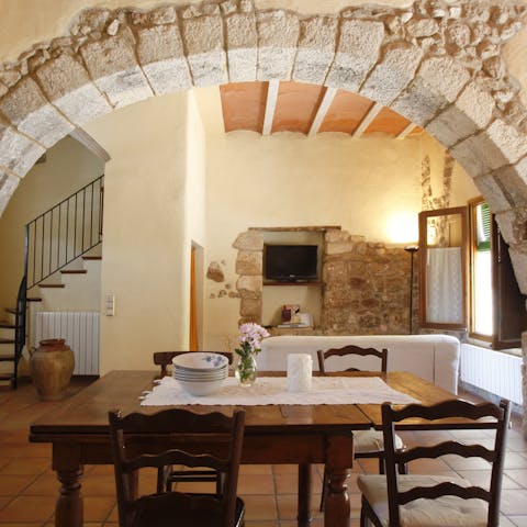 Get into the rustic, countryside feel with exposed stonework inside