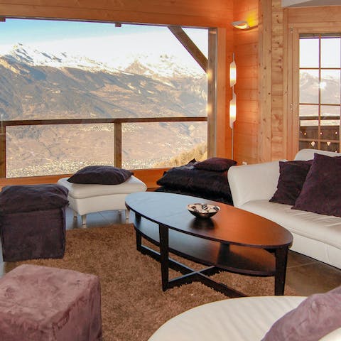 Enjoy a panoramic view of the mountains and valley