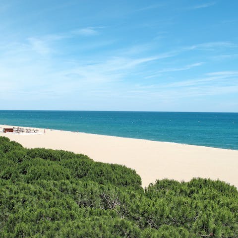 Stroll down to the warm sandy shores of Argelès Plage Beach, just steps away
