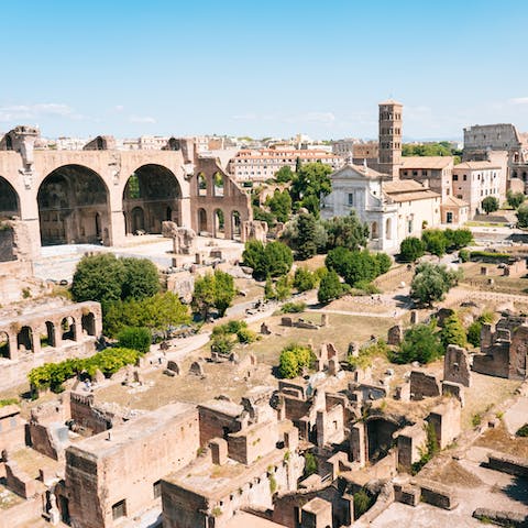 Experience a taste of history at the Roman Forum, just thirty minutes on foot from home
