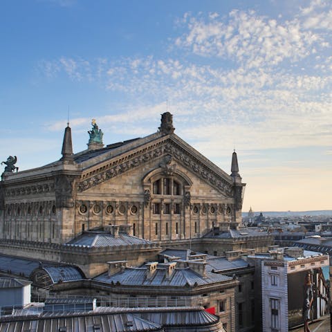 Discover Paris's many attractions, including L'Opéra Garnier, a short stroll away