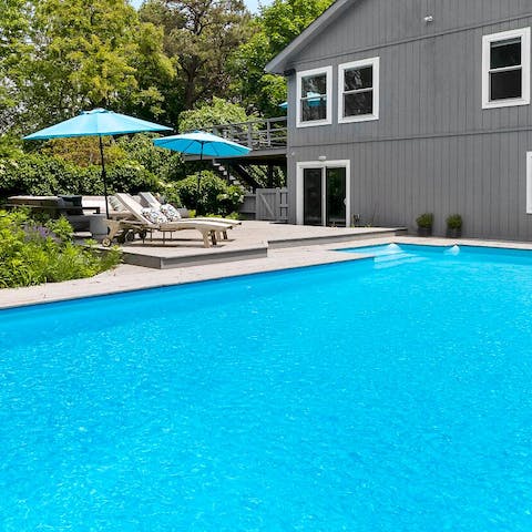 Make waves in the private swimming pool