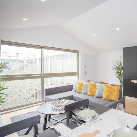 Enjoy peace and quiet in the living room facing the internal courtyard