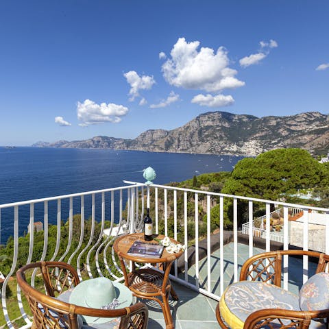 Soak up scenic views over the Sorrento peninsula from the balcony 