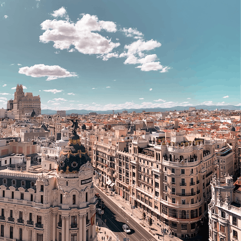 Explore Madrid with ease – the bustling Gran Vía is nearby