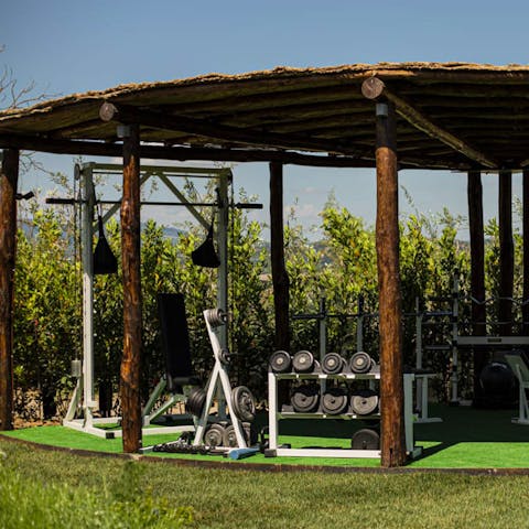 Organise morning workouts in this open-air gym and keep fit amid the rolling greenery