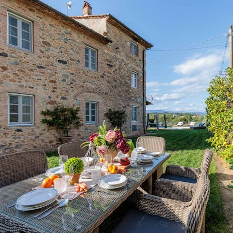 Soak up the morning sun with a fresh array of produce from the farm shop just one minute away