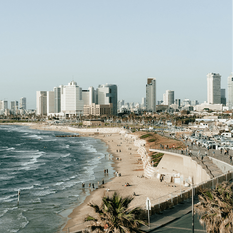 Head down to the beautiful Tel Aviv beach, right on your doorstep