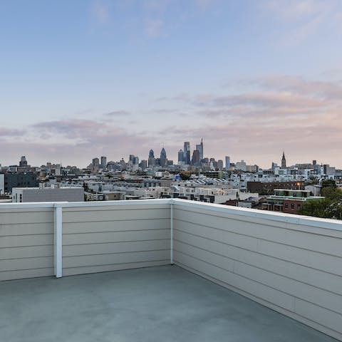 Take in stunning views over Philadelphia from the shared rooftop terrace